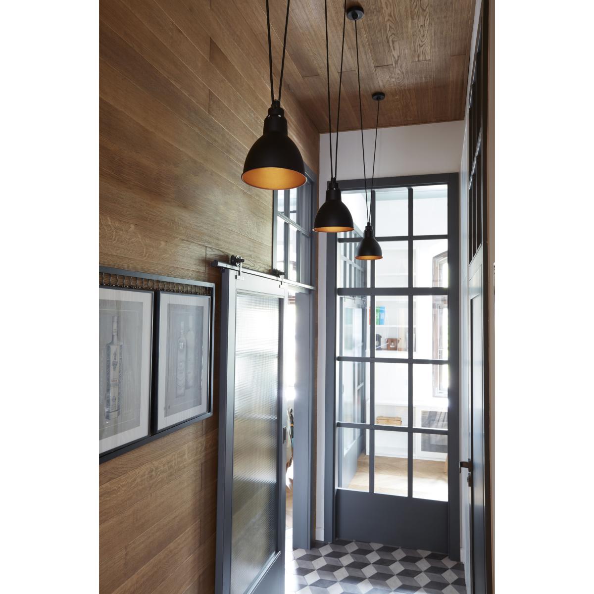 Acrobate N°325 Pendant - / Lampes Gras - 3 metal & glass shades by DCW éditions White/Black – image 4