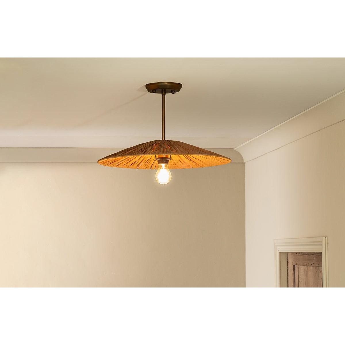 Nkuku Katari Raffia Ceiling Light | Lights | Natural/Antique Brass | Large – image 2
