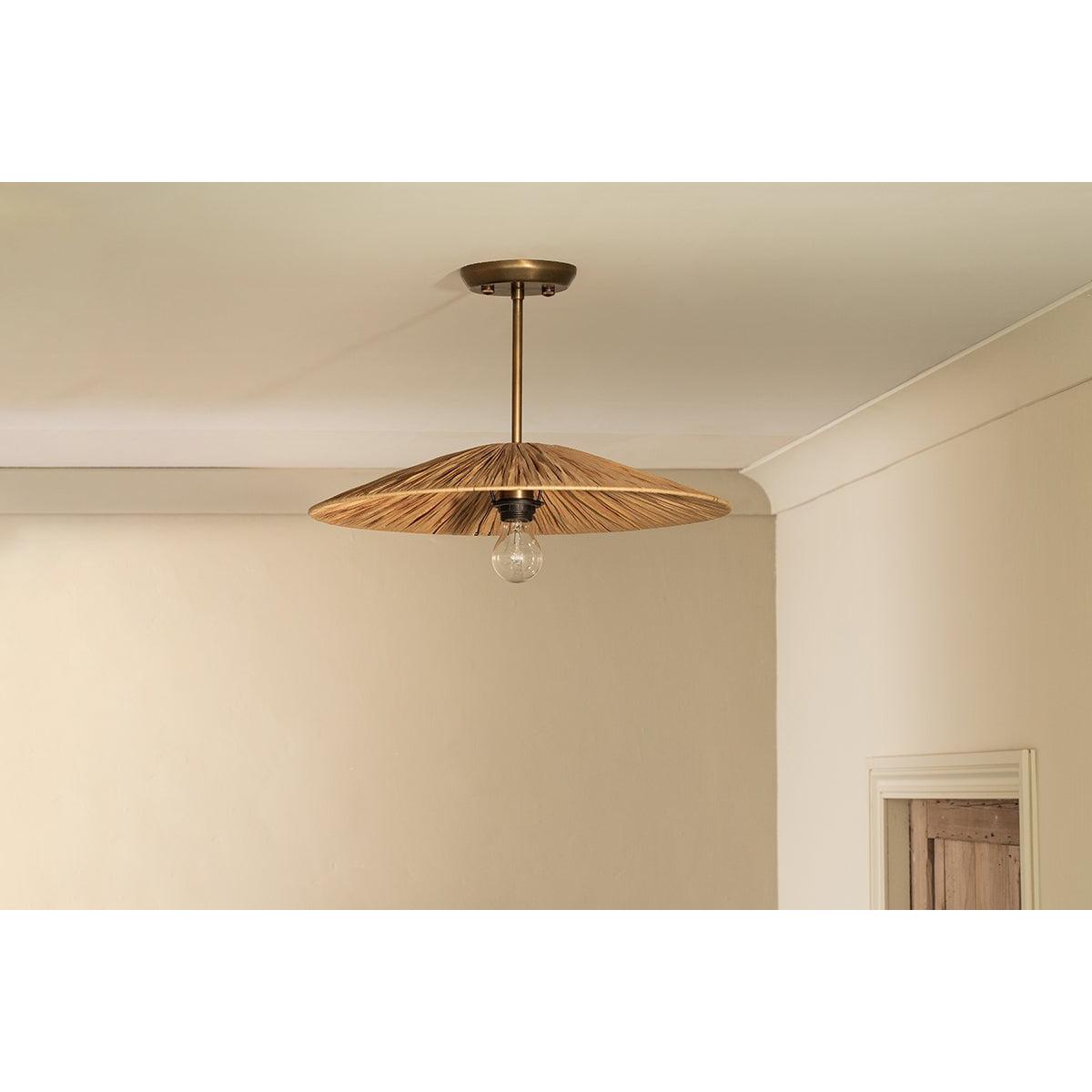 Nkuku Katari Raffia Ceiling Light | Lights | Natural/Antique Brass | Large – image 3
