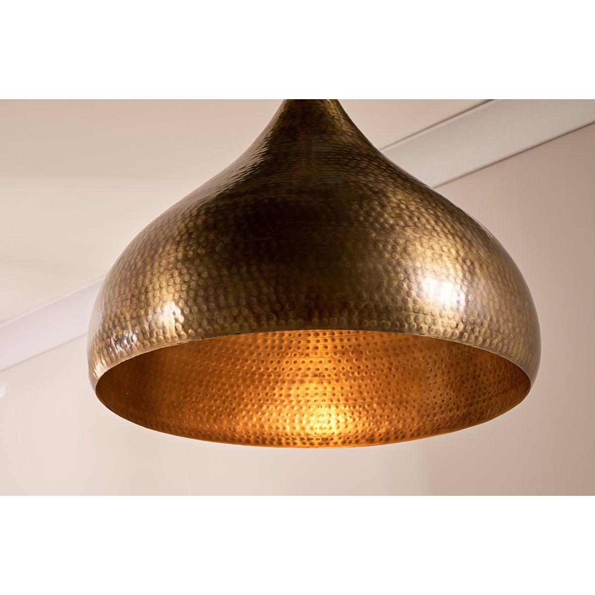 Nkuku Quinn Statement Hammered Metal Pendant | Lights | Antique Brass | Large – image 2