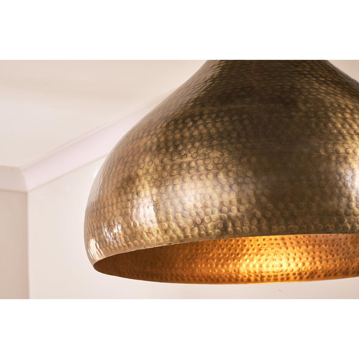 Nkuku Quinn Statement Hammered Metal Pendant | Lights | Antique Brass | Large – image 3