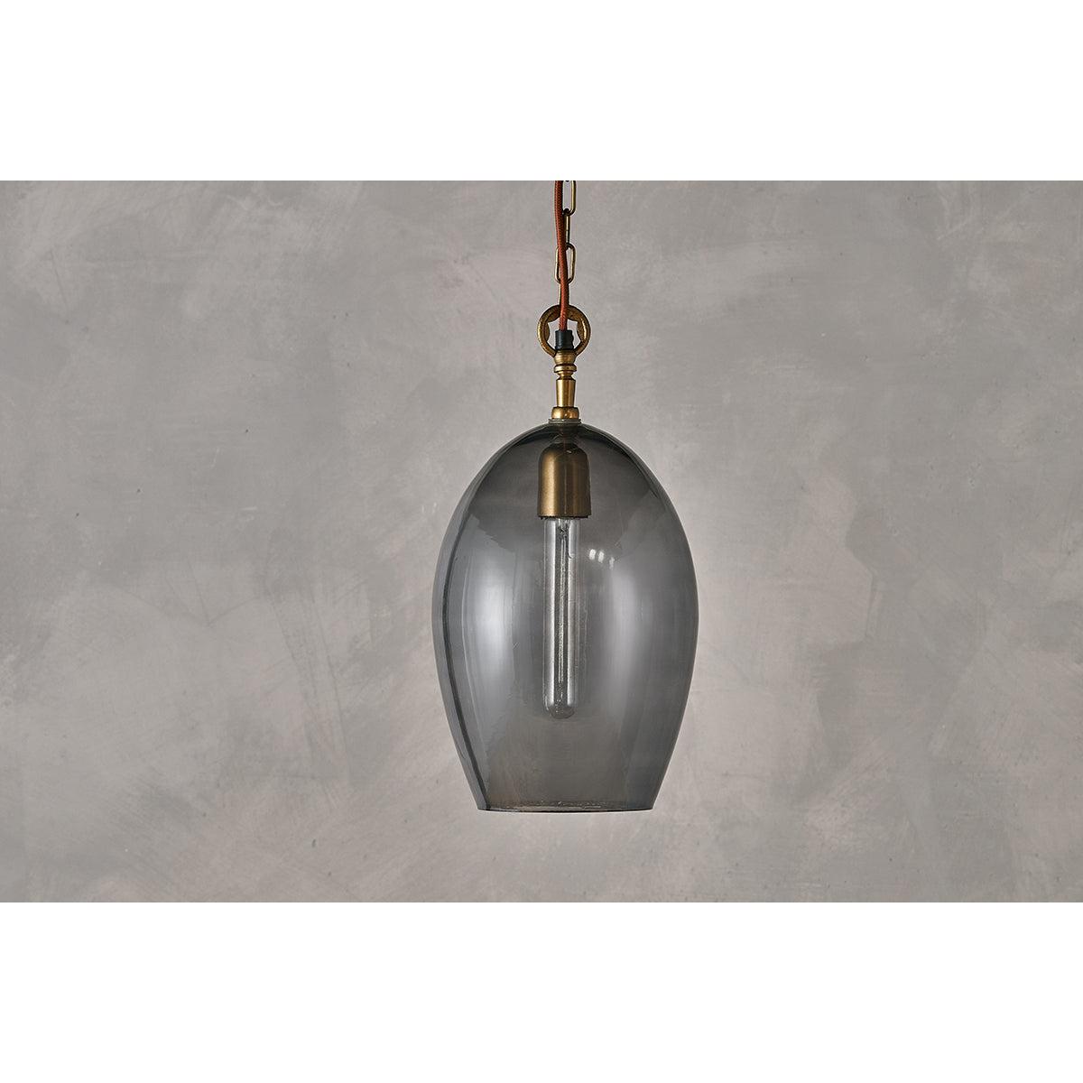Nkuku Otoro Recycled Glass Pendant Oval | Lights | Smoke | Large Oval – image 2
