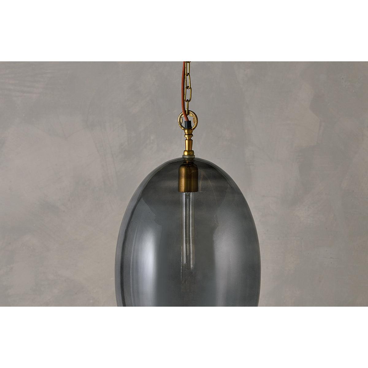 Nkuku Otoro Recycled Glass Pendant Oval | Lights | Smoke | Large Oval – image 3