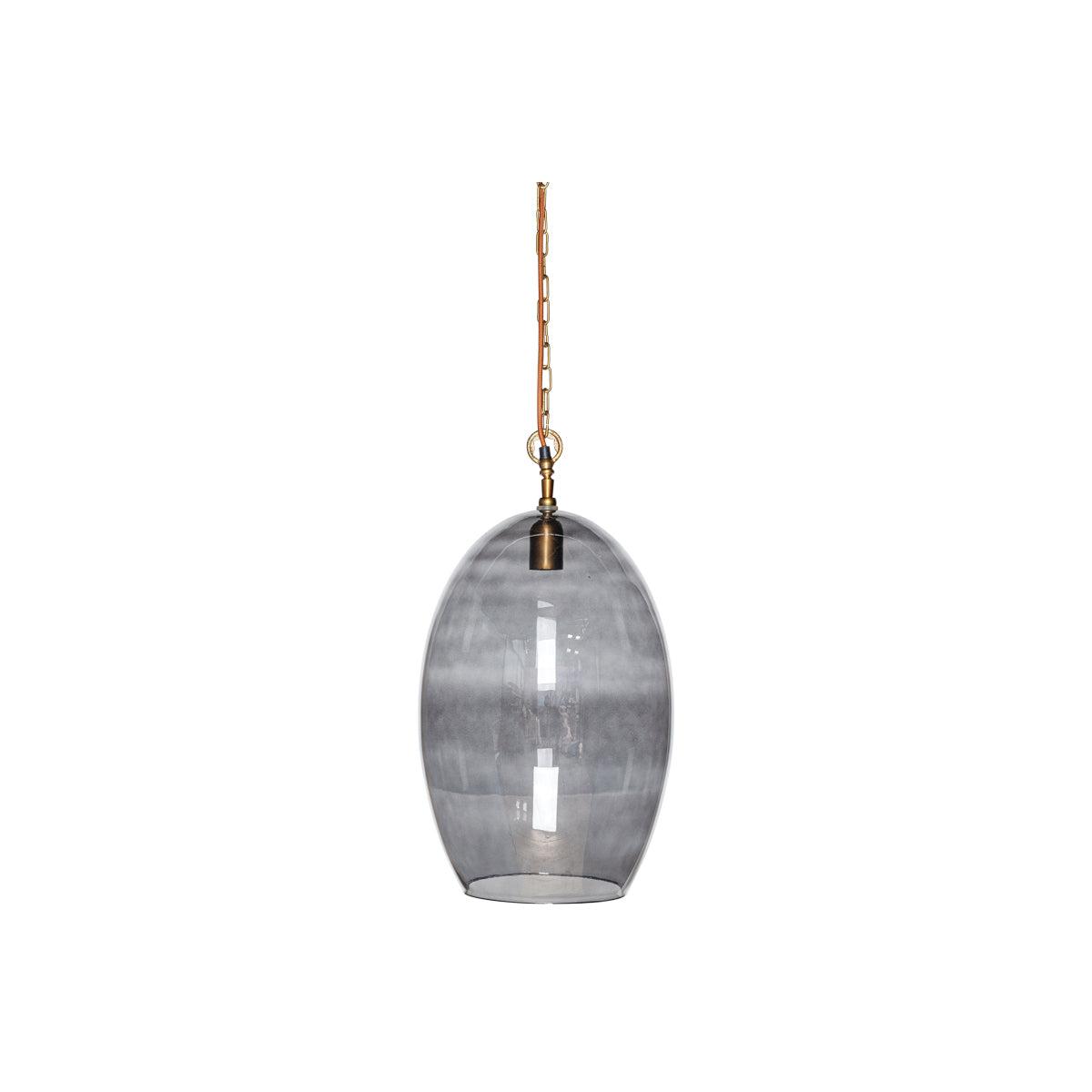 Nkuku Otoro Recycled Glass Pendant Oval | Lights | Smoke | Large Oval – image 4