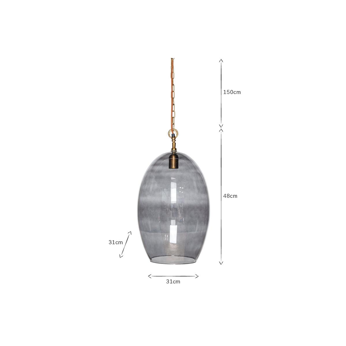 Nkuku Otoro Recycled Glass Pendant Oval | Lights | Smoke | Large Oval – image 5
