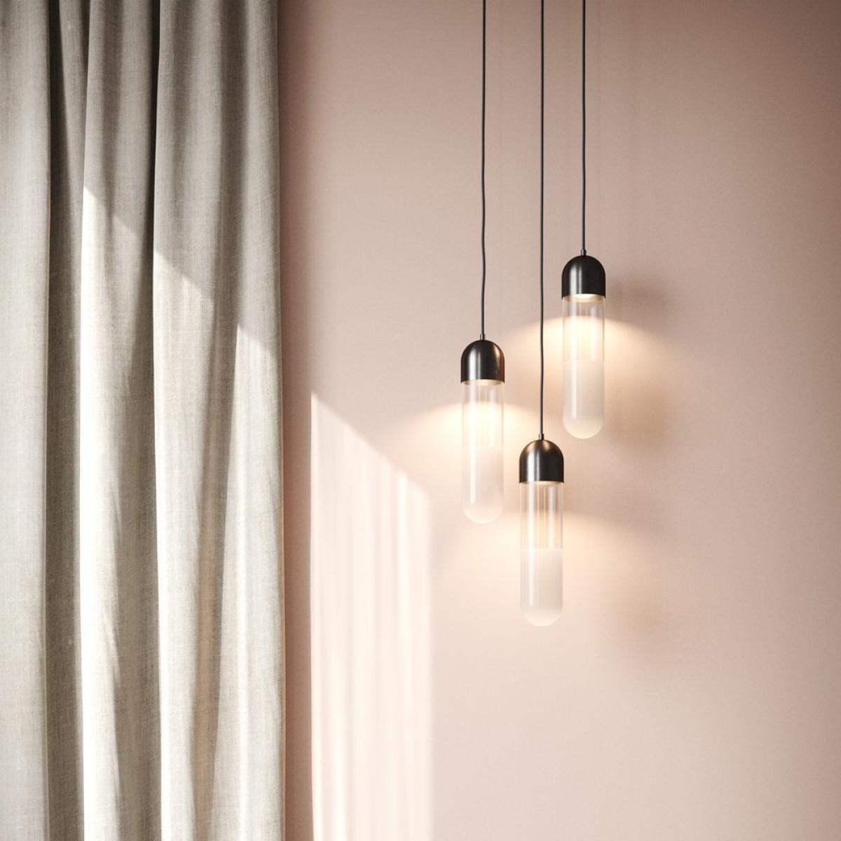 Mater Firefly pendant lamp Black. glass/sand blasted glass screen – image 2