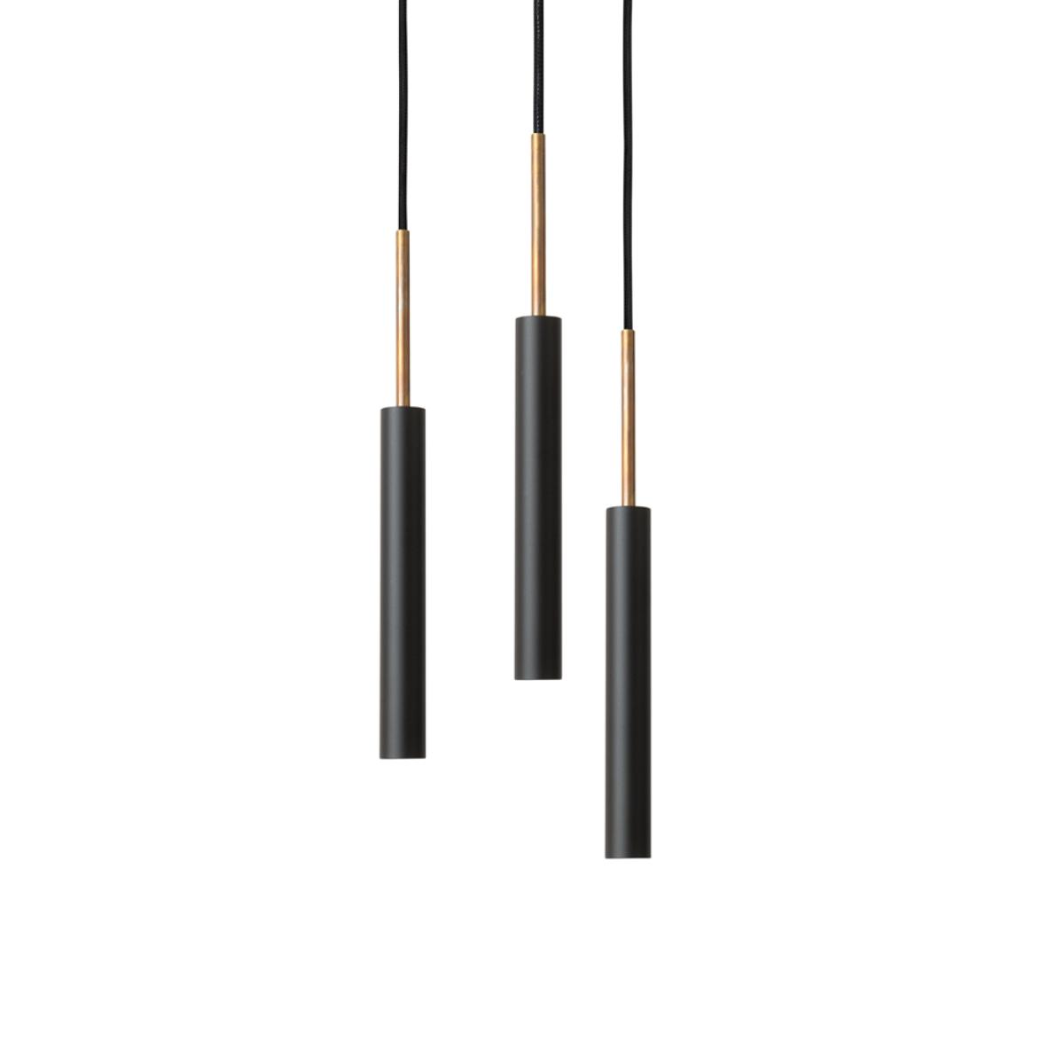Konsthantverk Stav pendant 3 round ceiling plate Black/raw brass – image 2