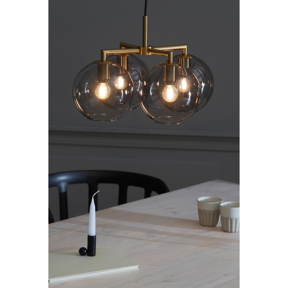 Ture pendant lamp 30 cm brass-smoke coloured glass – image 2