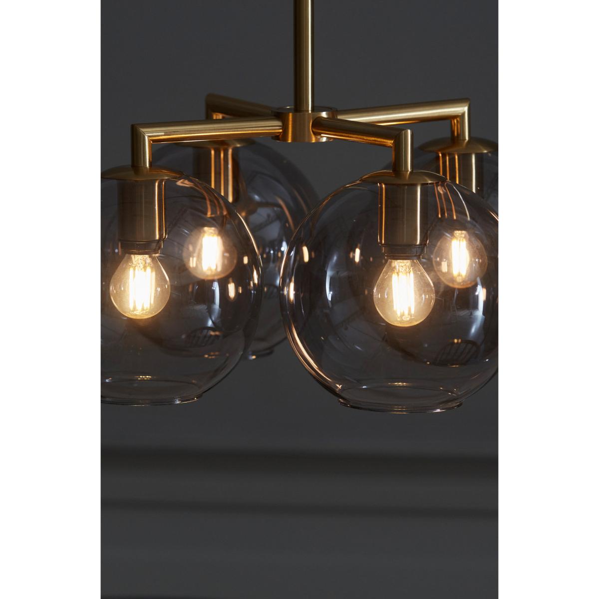 Ture pendant lamp 30 cm brass-smoke coloured glass – image 3