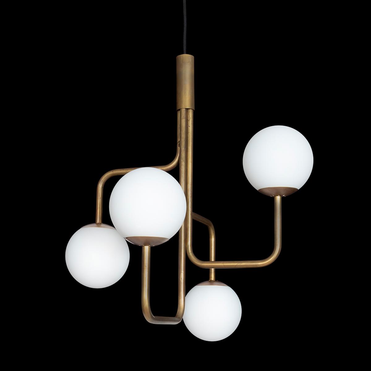 Konsthantverk Strapatz pendant globe Ø57.5 cm Raw brass-opal – image 3