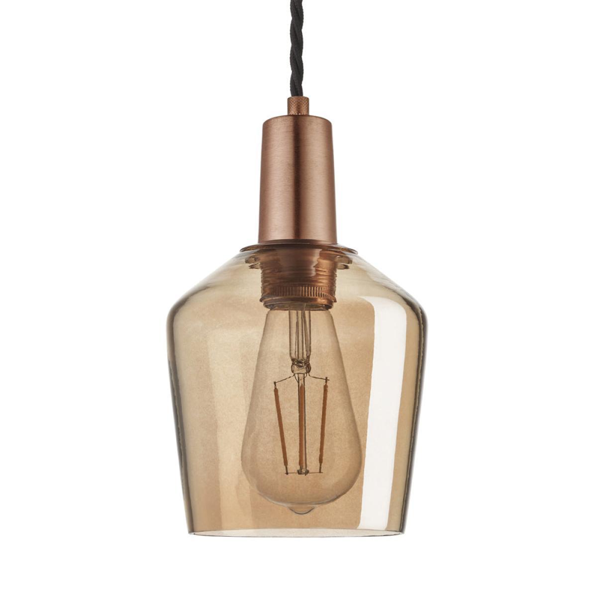 Industville Sleek Tinted Glass Schoolhouse Amber Pendant / 5. 5 Inch Brass Holder – image 9