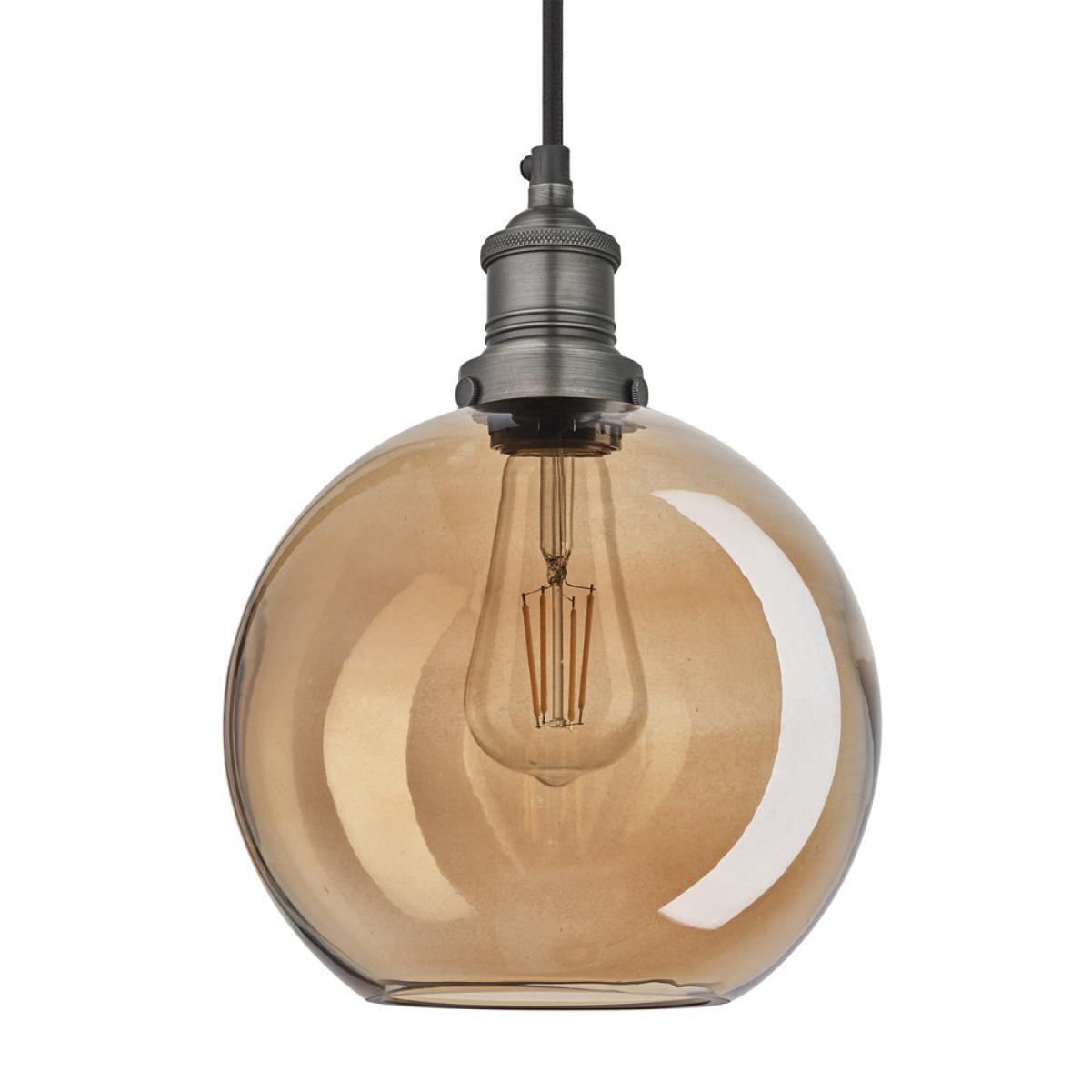 Industville Brooklyn Tinted Glass Globe Amber Pendant / 7 Inch Brass Holder – image 10