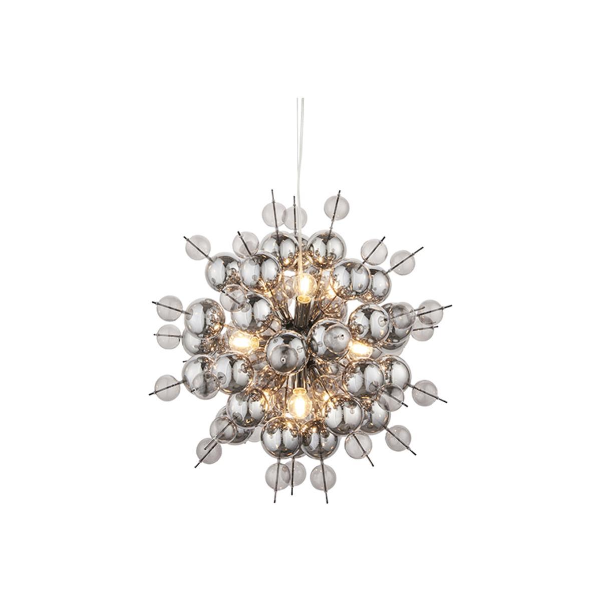 Olivia's Adele 9 Arm Black Chrome And Smoked Mirror Pendant Light