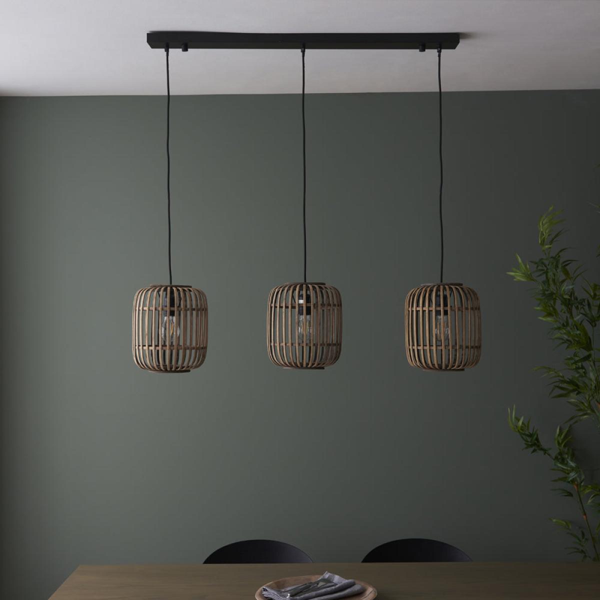 Gallery Interiors Martha Pendant Light in Light Natural Bamboo - 3 light – image 2