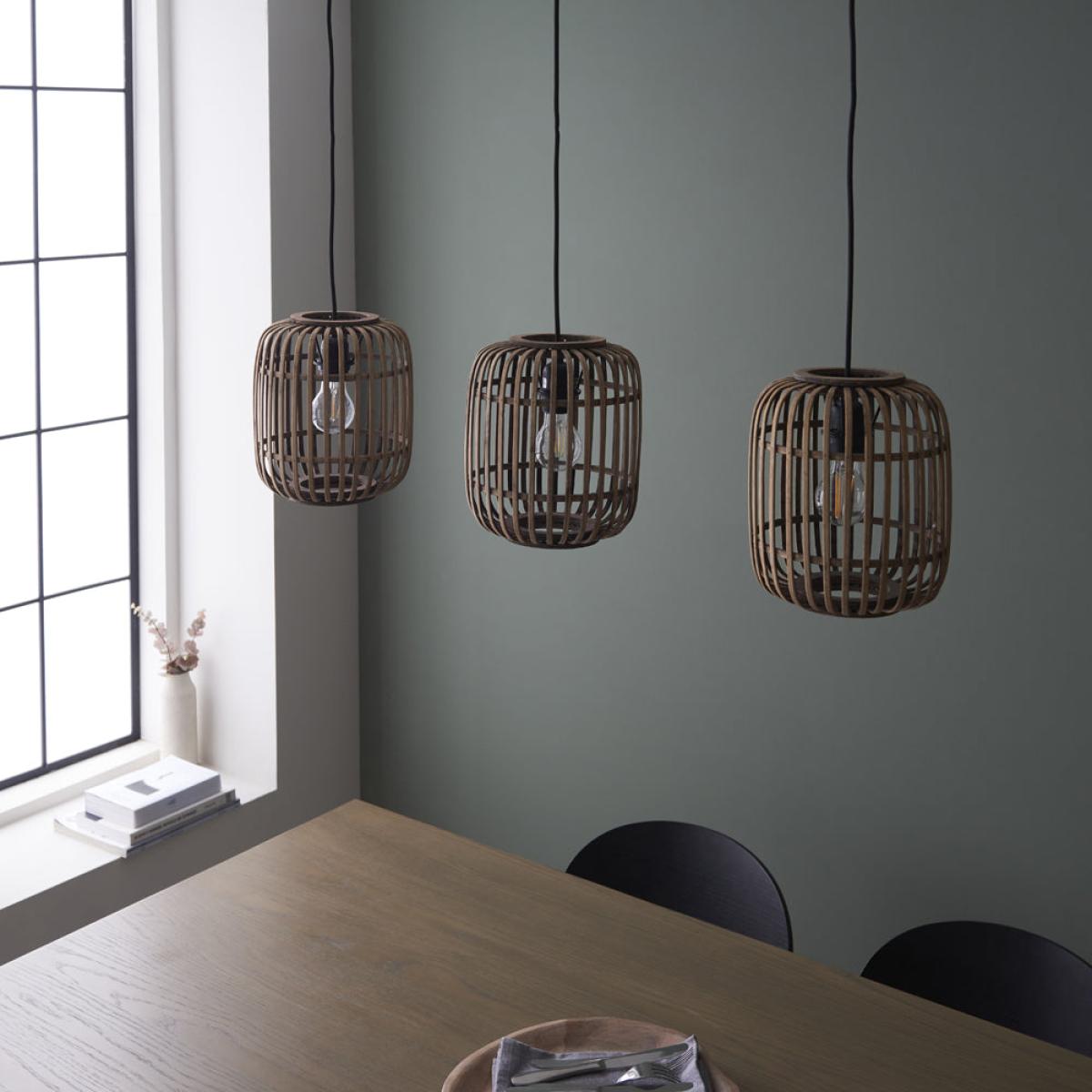 Gallery Interiors Martha Pendant Light in Light Natural Bamboo - 3 light – image 3