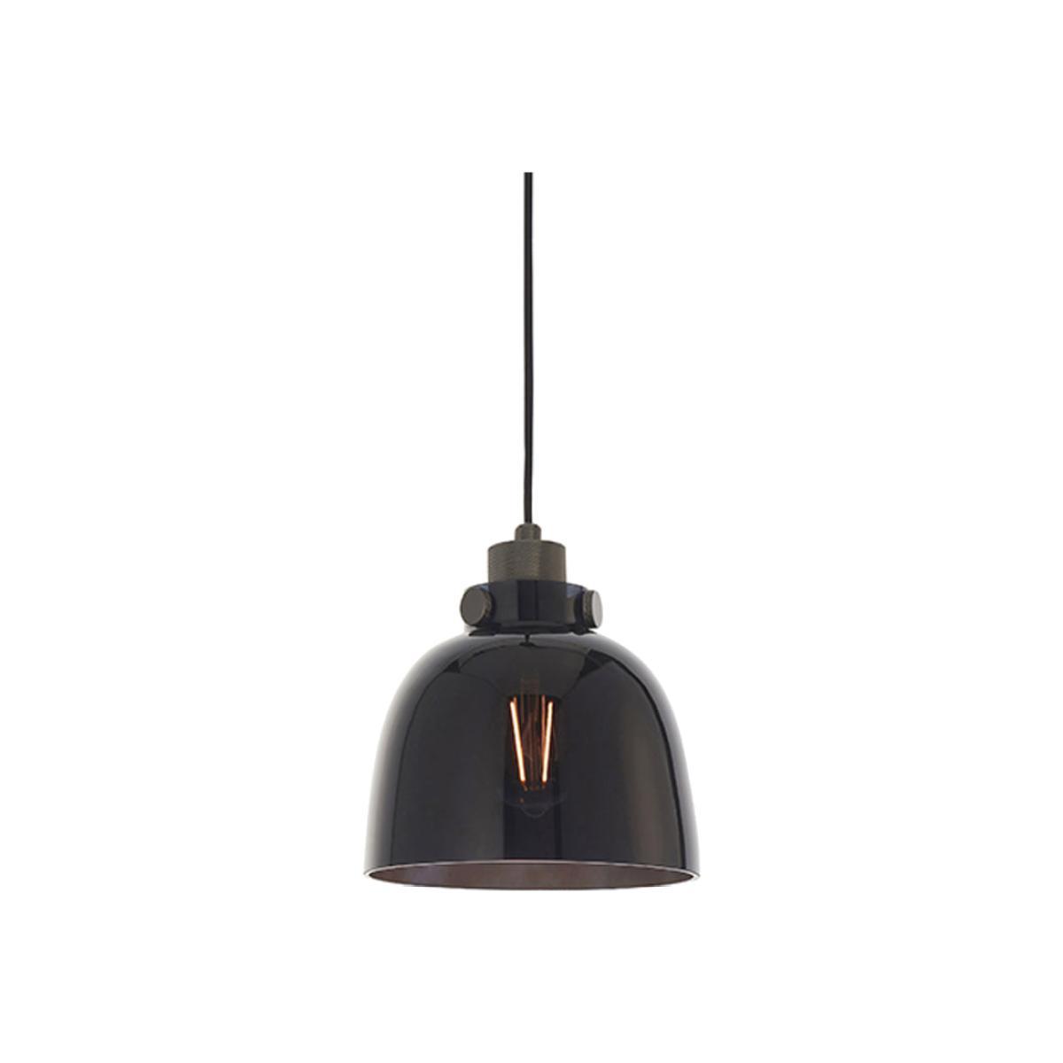 Olivia's Laura Black Tinted Glass And Black Chrome Pendant Light