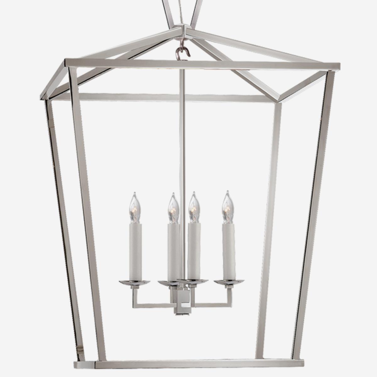 Andrew Martin Darlana Lantern Pendant Light Polished Nickel Medium