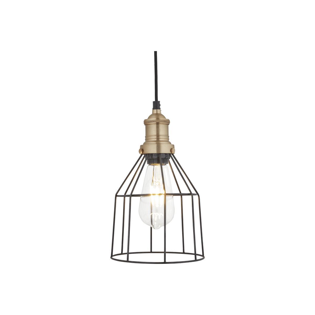 Industville Brooklyn Wire Cage Pendant - 6 Inch - Brass - Cone / Brass