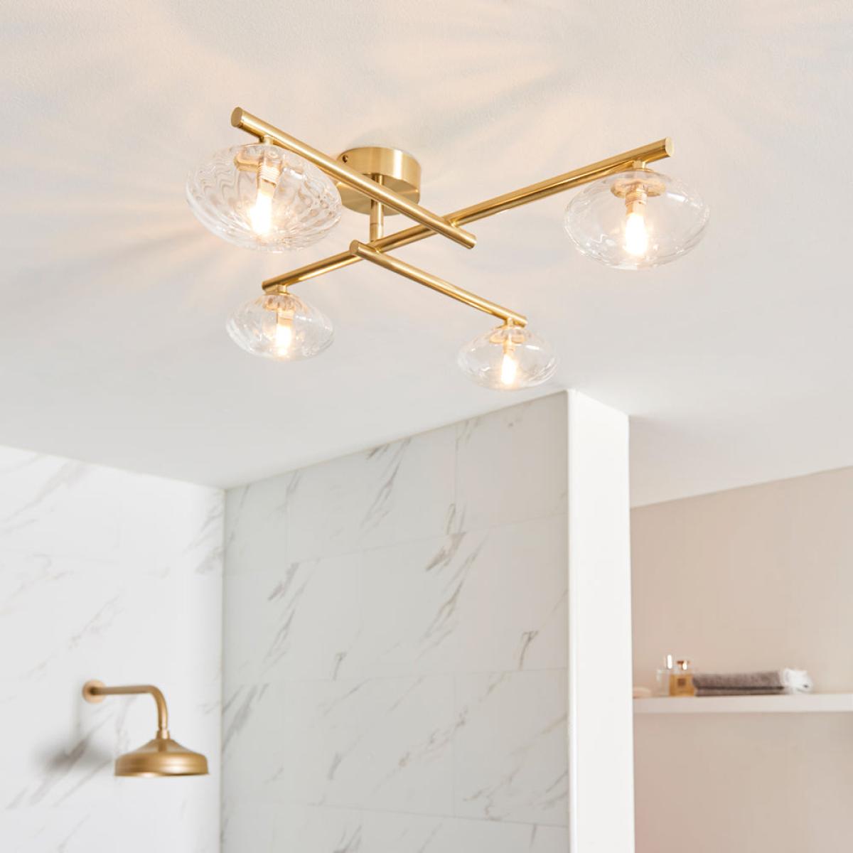Olivia's Harper Bathroom 4 Ceiling Light in Satin Brass | Outlet – image 1