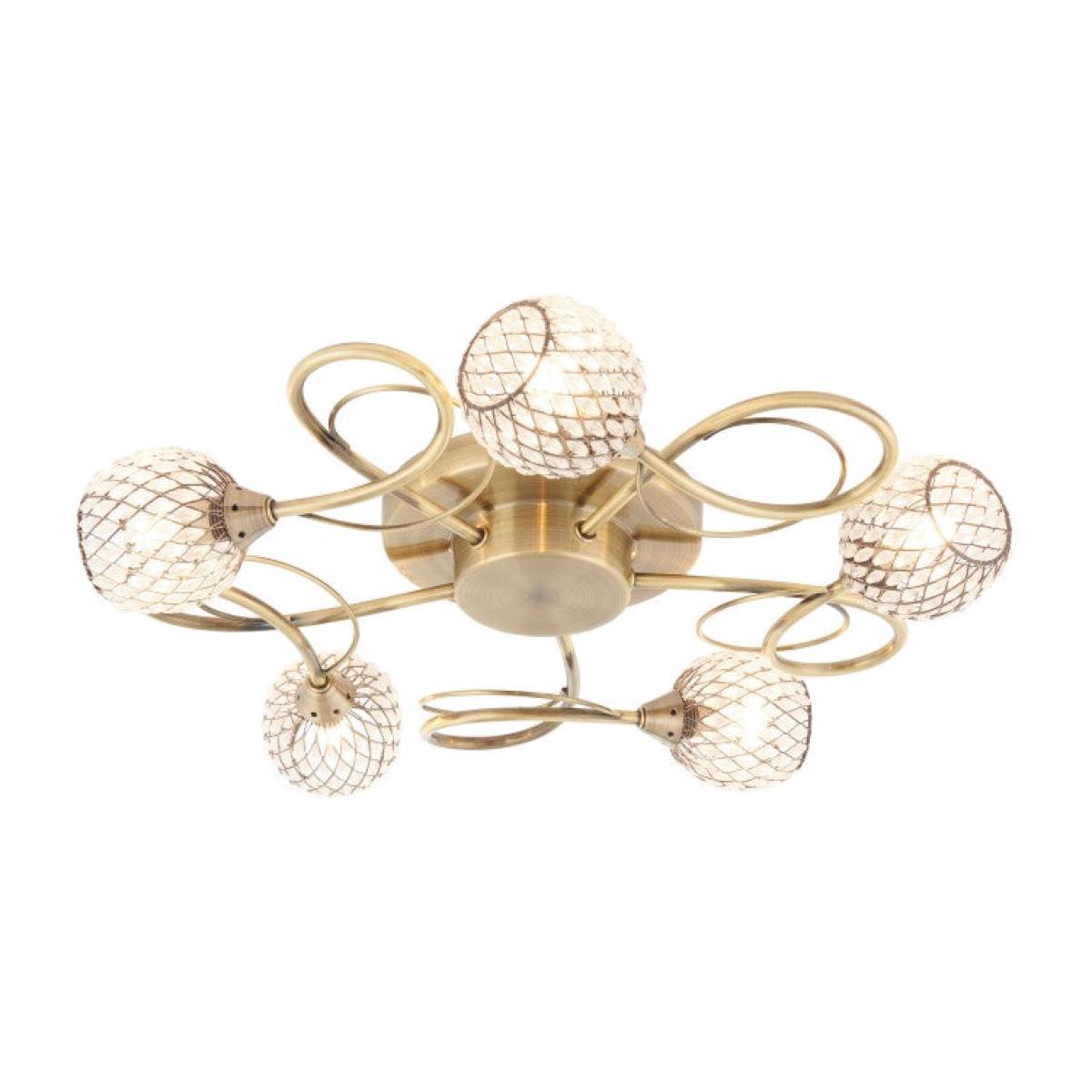 Gallery Direct Aherne 5 Ceiling Light Antique Brass
