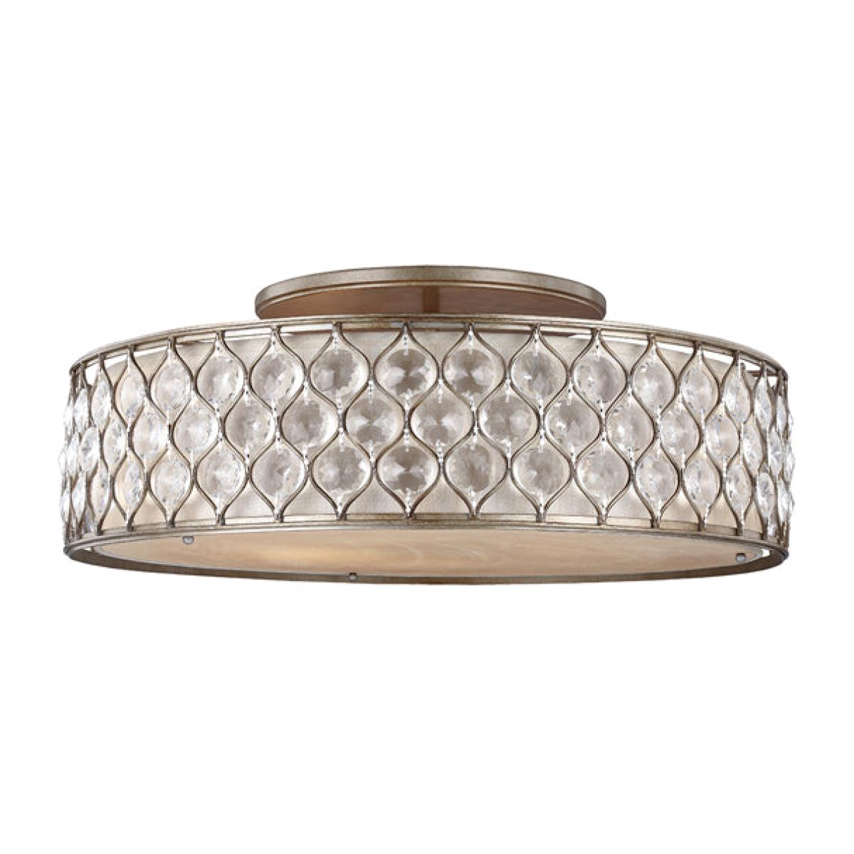 Elstead Lucia 6 Light Flush Mount Light Burnished Silver – image 1