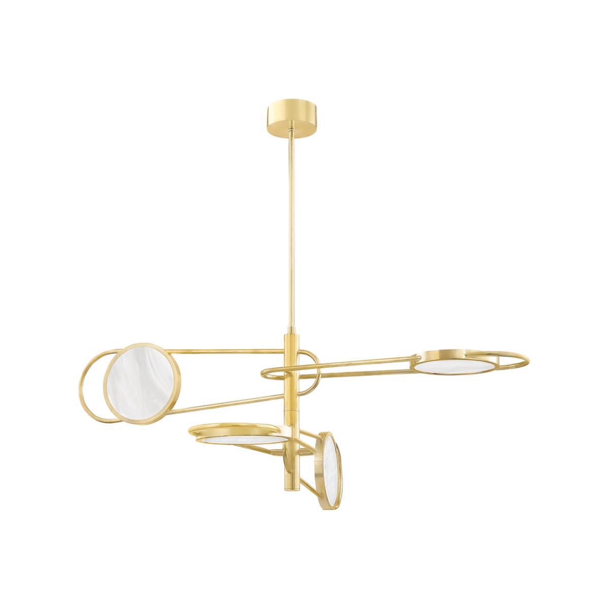 Hudson Valley Lighting Jervis Brass Base And Off White Shade 4 Pendant