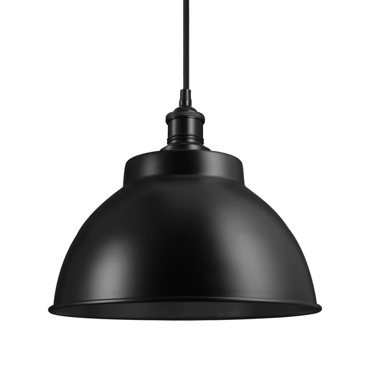 Industville Brooklyn 13 Inch Dome Pendant / Black and Light Pewter Chain Holder – image 2