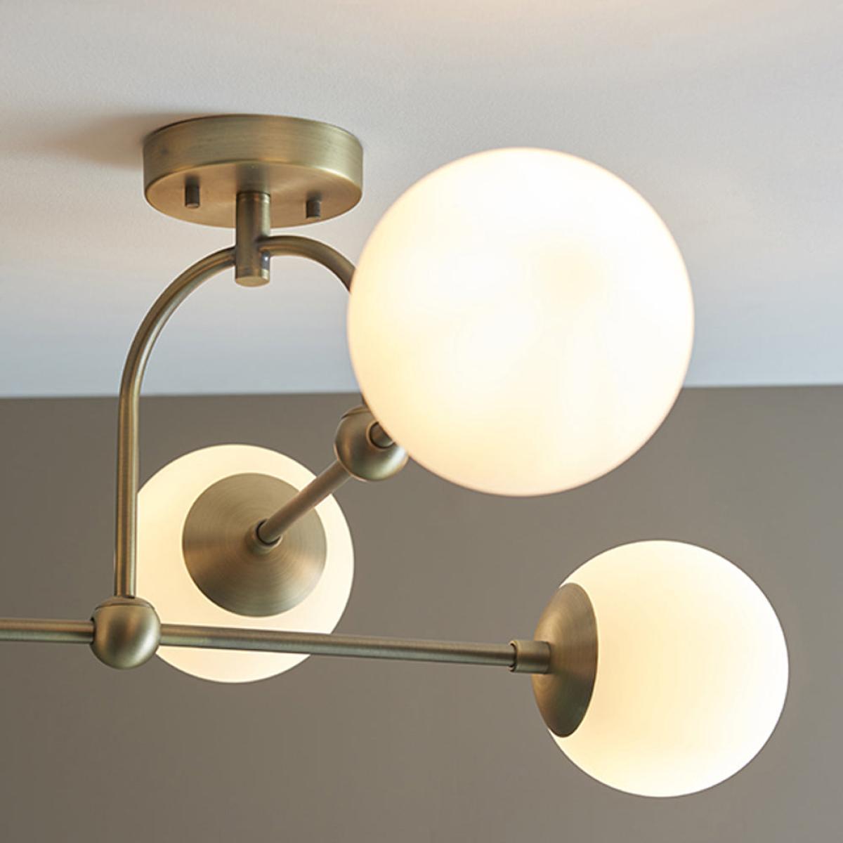 Olivia's Camila 4 Arm Matt Antique Brass And Opal Glass Semi Flush Light – image 4