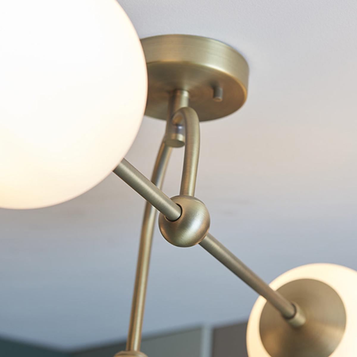 Olivia's Camila 4 Arm Matt Antique Brass And Opal Glass Semi Flush Light – image 5