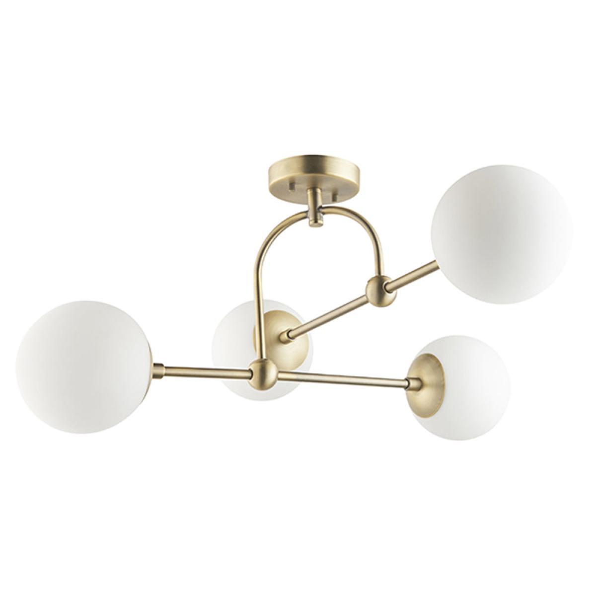Olivia's Camila 4 Arm Matt Antique Brass And Opal Glass Semi Flush Light – image 6