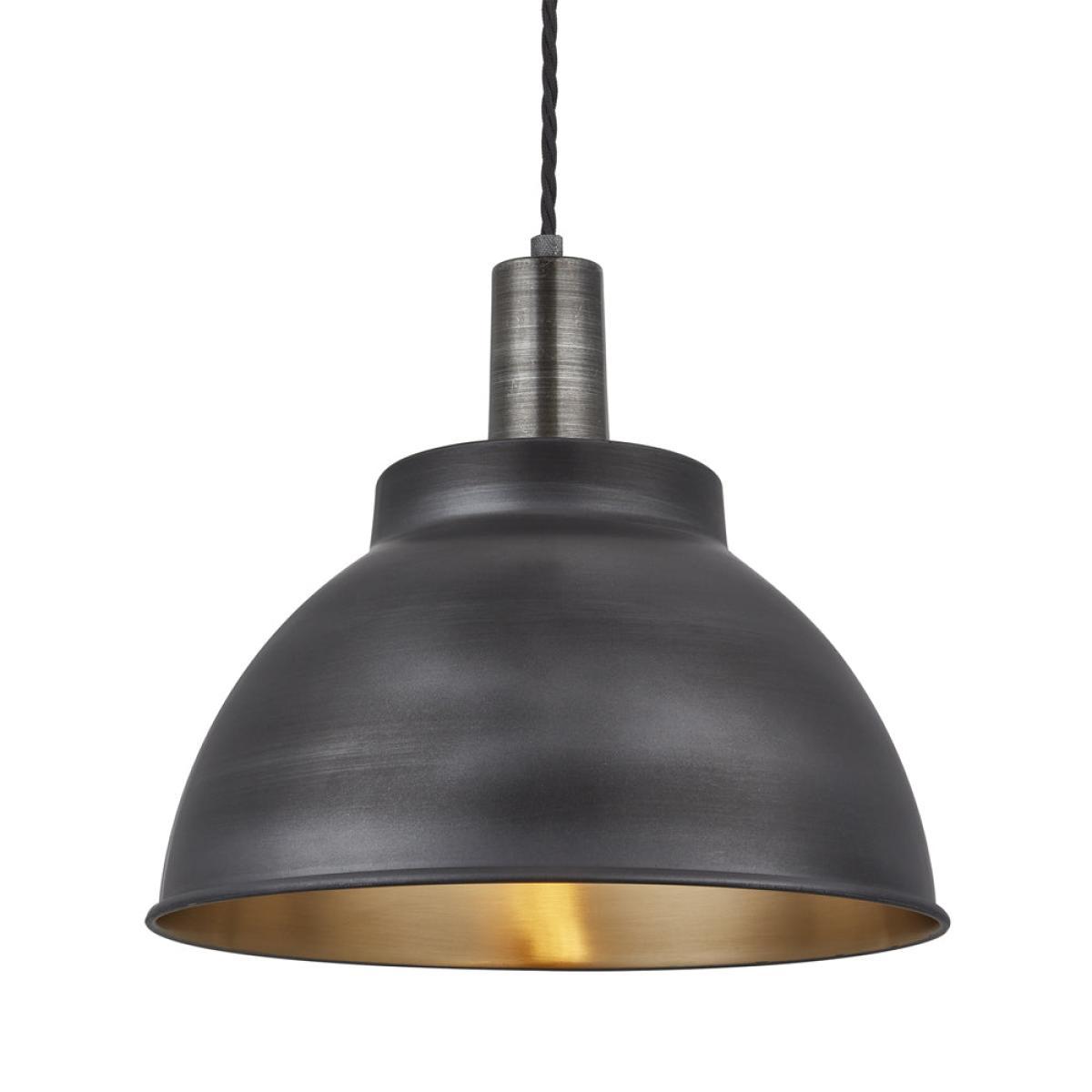 Industville Sleek Dome Pewter And Brass Pendant / 13 Inch Pewter Holder – image 2