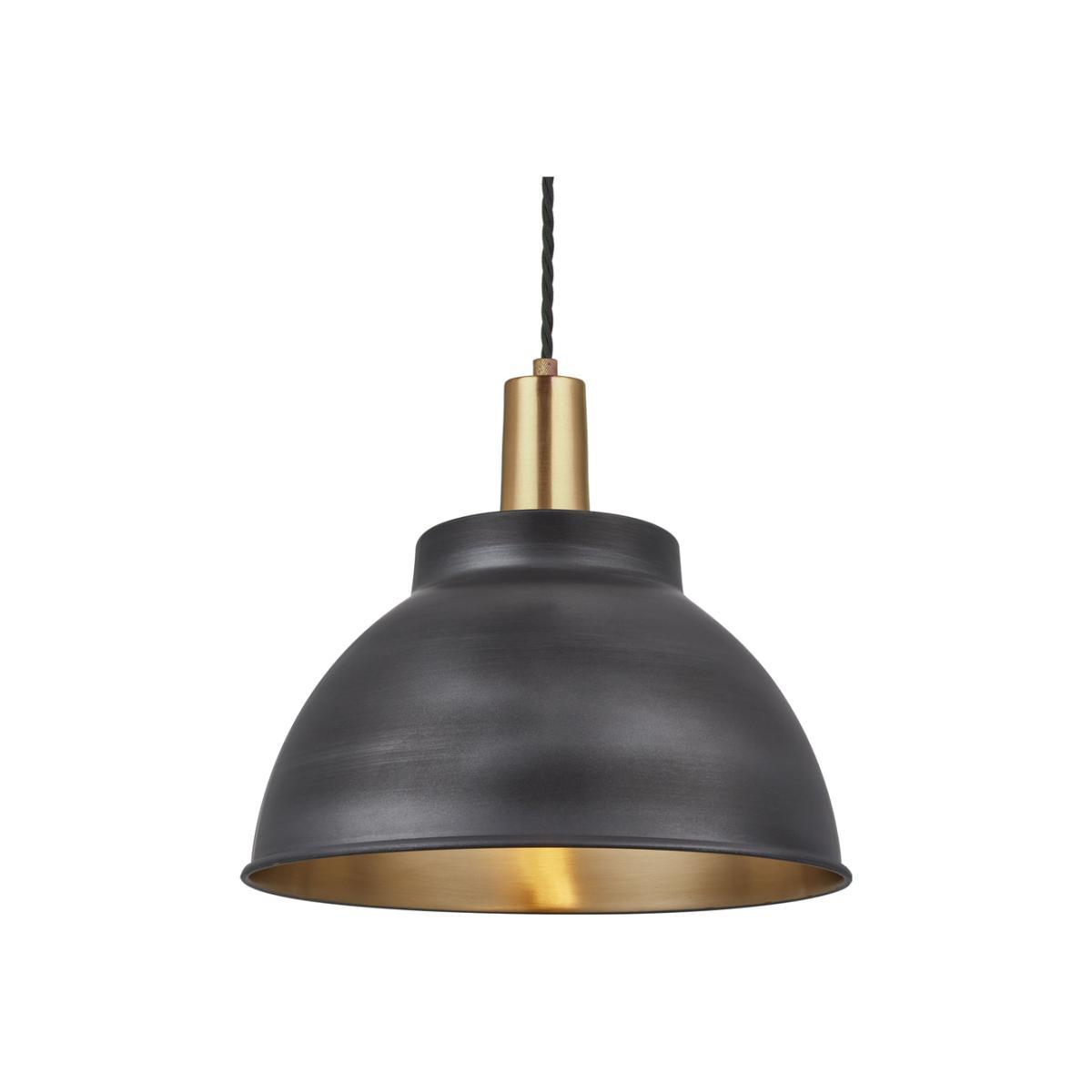 Industville Sleek Dome Pewter And Brass Pendant / 13 Inch Pewter Holder – image 1
