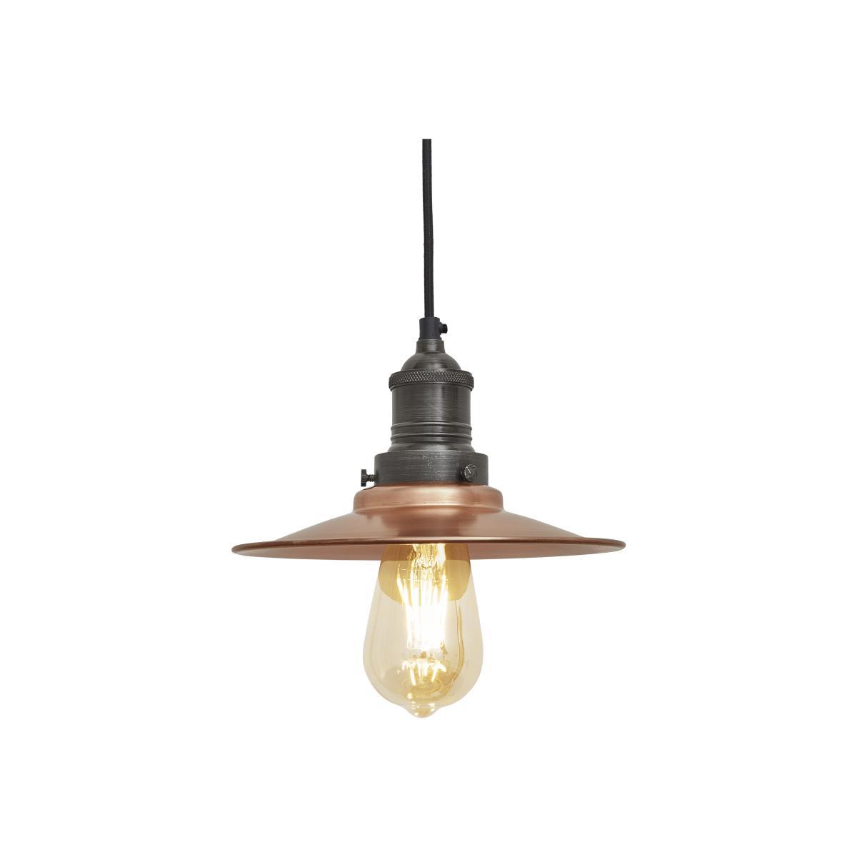 Industville Brooklyn Flat Pendant - 8 Inch - Pewter / Pewter