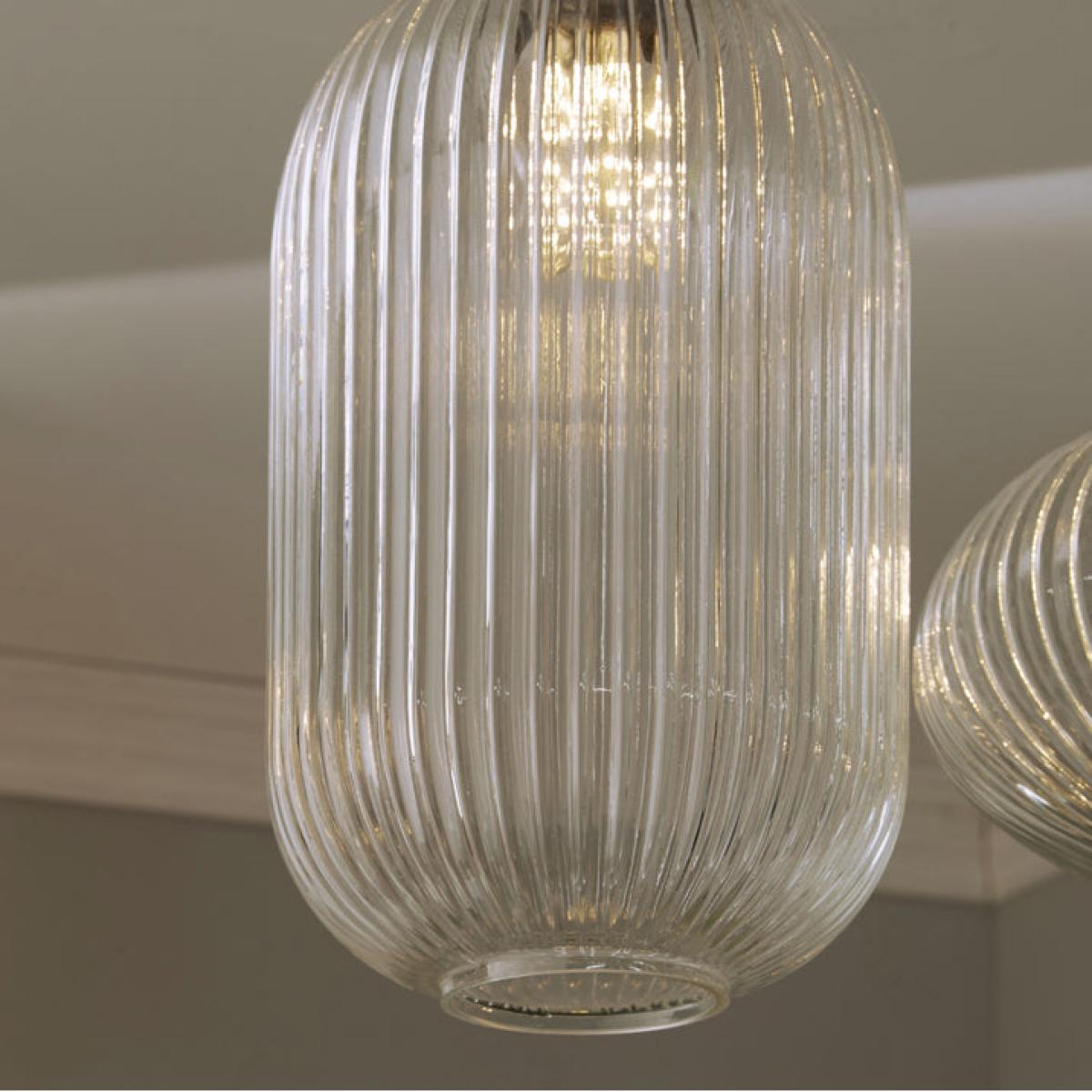 Olivia's Abby Tall Clear Ribbed Glass Pendant – image 2