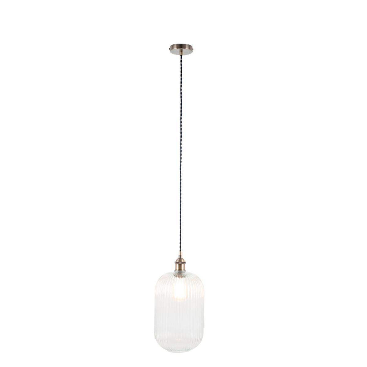 Olivia's Abby Tall Clear Ribbed Glass Pendant – image 3