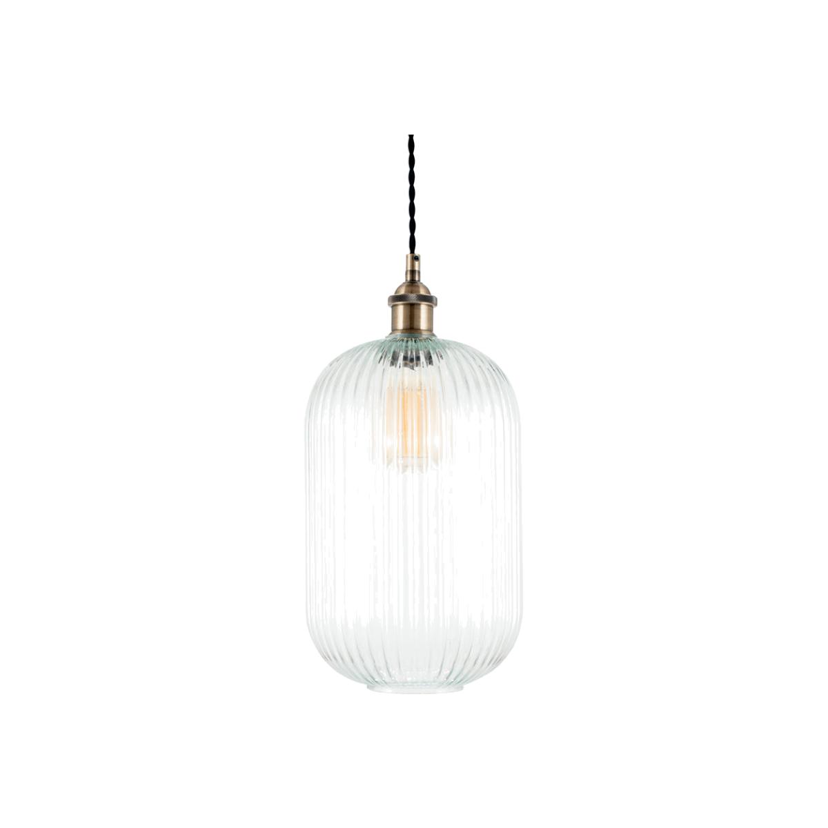 Olivia's Abby Tall Clear Ribbed Glass Pendant – image 1