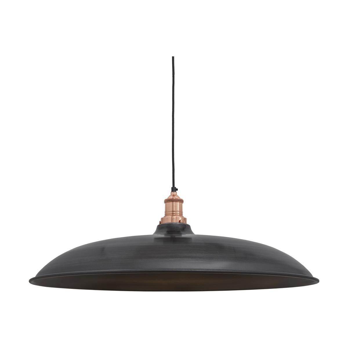 Industville Brooklyn Giant Bowl Pendant - 24 Inch Pewter Bowl Copper Holder / Copper