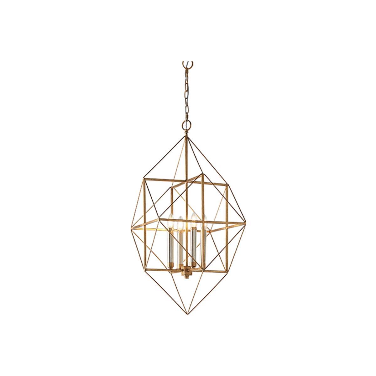 Olivia's Jennie 4 Arm Antique Gold And Silver Leaf Pendant Light