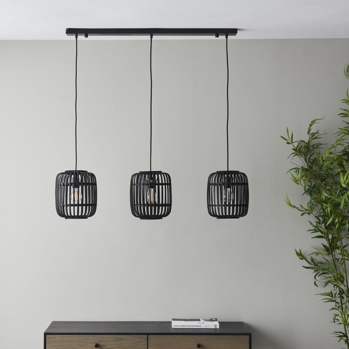 Gallery Interiors Martha Pendant Light in Dark Bamboo - 3 light – image 2