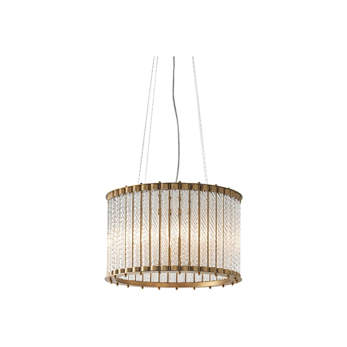 Olivia's Bianca 6 Arm Matt Gold And Clear Ribbed Glass Pendant Light