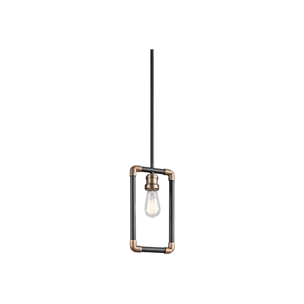 Elstead Imahn 1 Light Pendant Black and Natural Brass – image 1