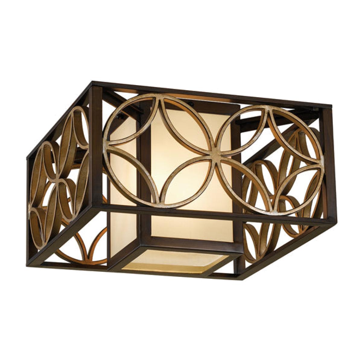 Elstead Remy 2 Light Flush Mount Light Heritage Bronze and Parissiene Gold – image 1
