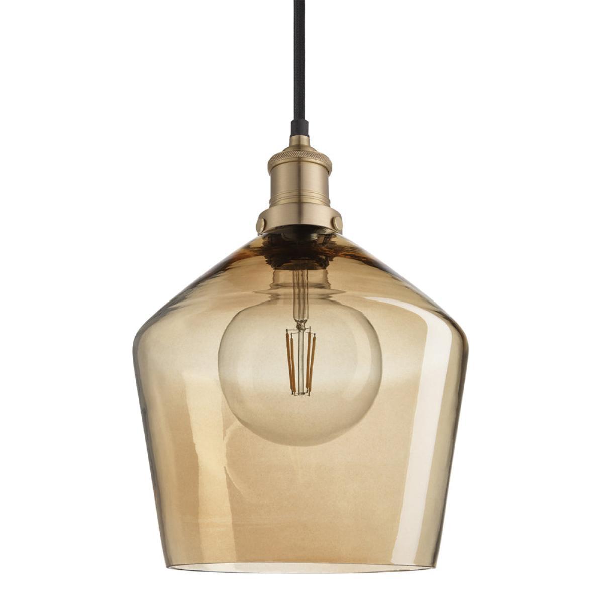Industville Brooklyn Tinted Glass Schoolhouse Amber Pendant / 10 Inch Copper Holder – image 2