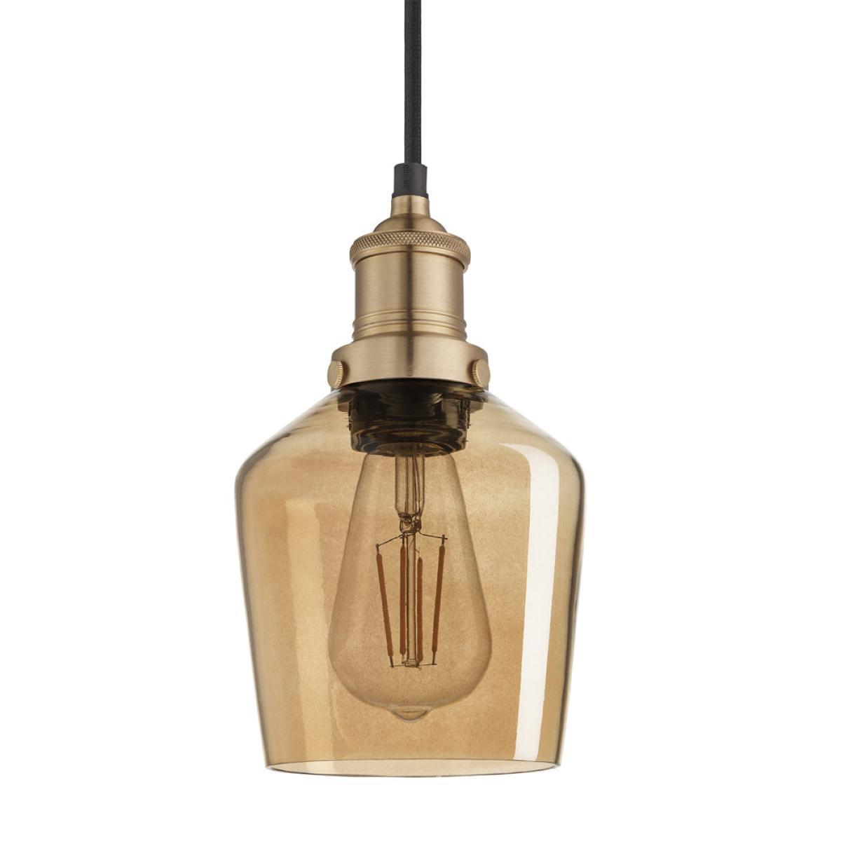 Industville Brooklyn Tinted Glass Schoolhouse Amber Pendant / 10 Inch Copper Holder – image 12