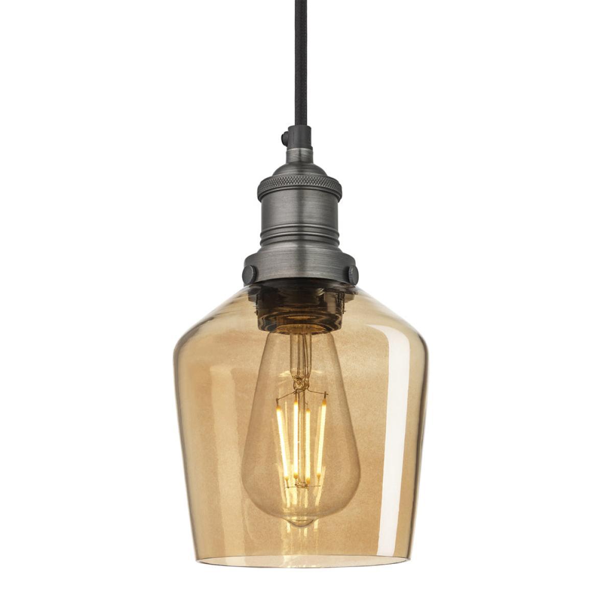 Industville Brooklyn Tinted Glass Schoolhouse Amber Pendant / 10 Inch Copper Holder – image 15