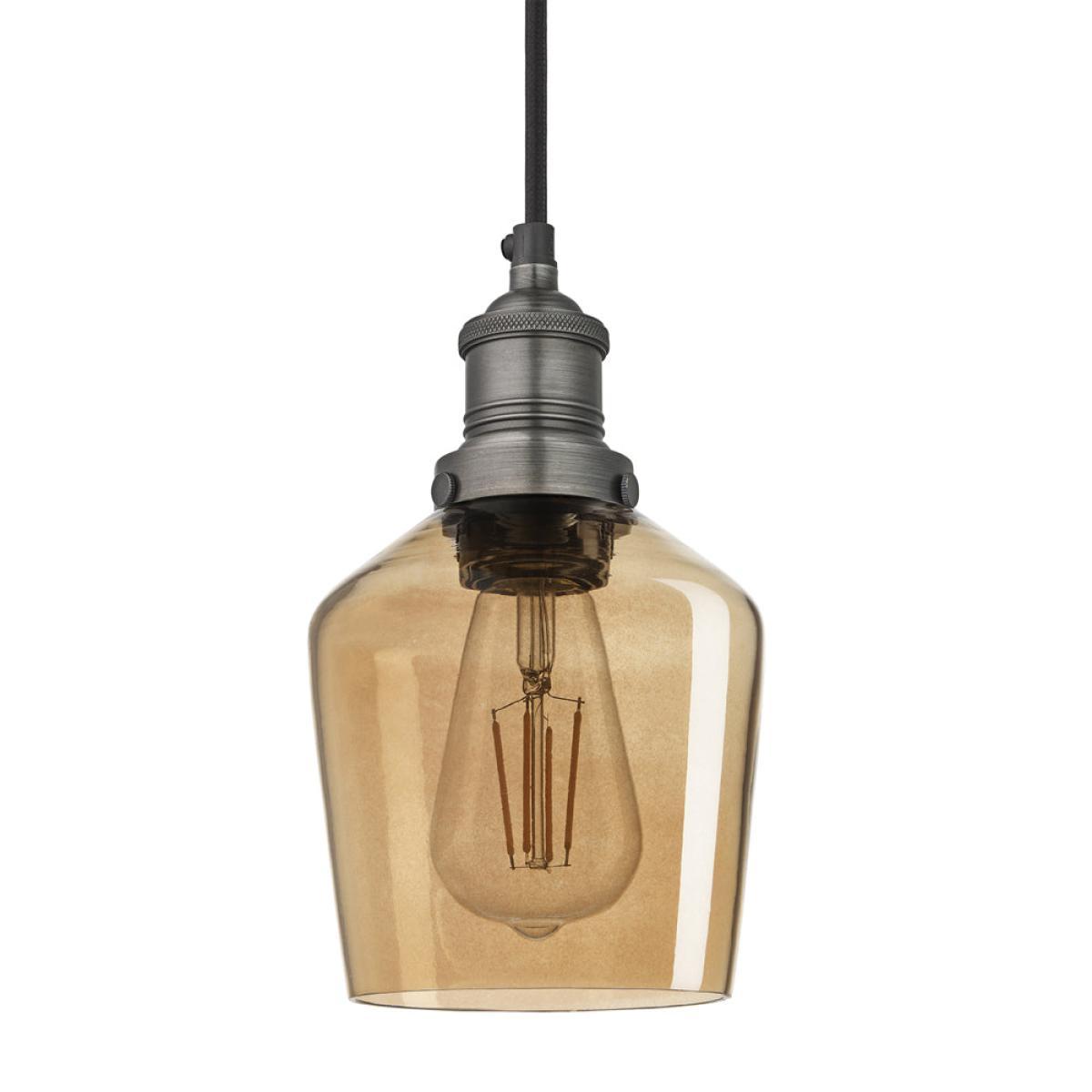 Industville Brooklyn Tinted Glass Schoolhouse Amber Pendant / 10 Inch Copper Holder – image 16