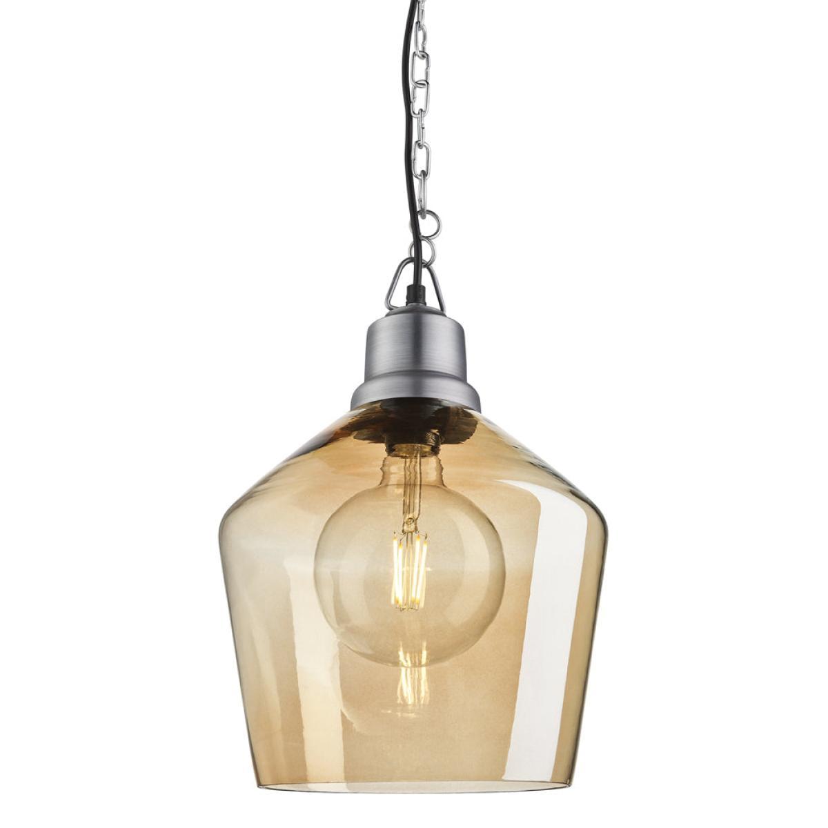 Industville Brooklyn Tinted Glass Schoolhouse Amber Pendant / 10 Inch Copper Holder – image 5