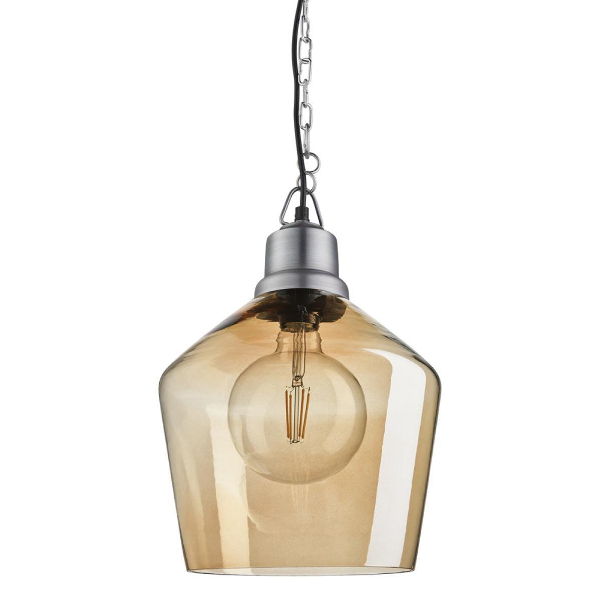 Industville Brooklyn Tinted Glass Schoolhouse Amber Pendant / 10 Inch Copper Holder – image 6