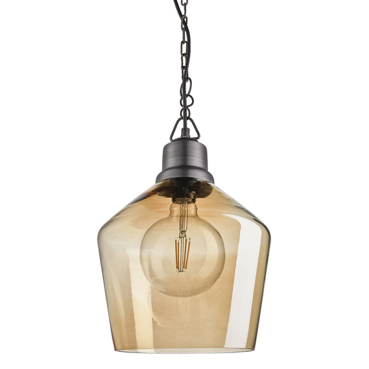 Industville Brooklyn Tinted Glass Schoolhouse Amber Pendant / 10 Inch Copper Holder – image 8