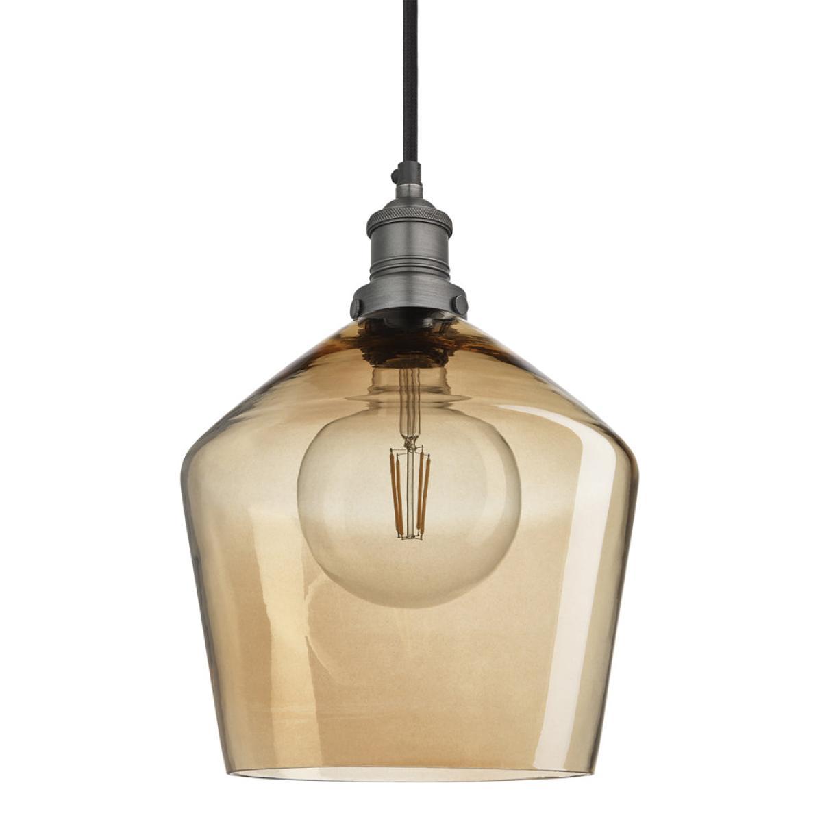 Industville Brooklyn Tinted Glass Schoolhouse Amber Pendant / 10 Inch Copper Holder – image 10